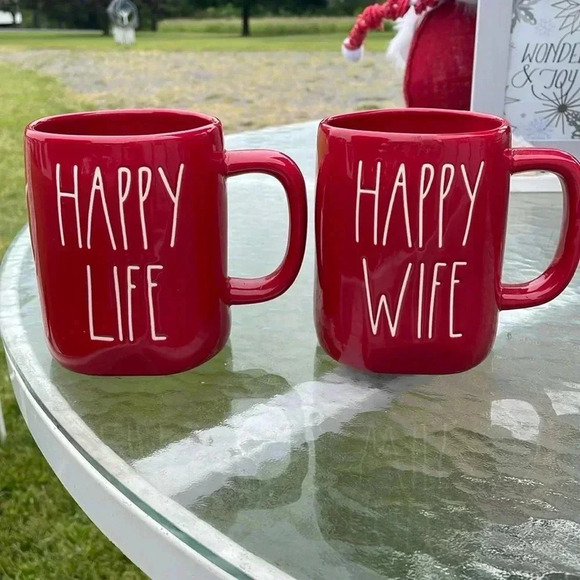 Rae Dunn  Mug Sets "Happy Wife" "Happy Life", new - Picture 1 of 3